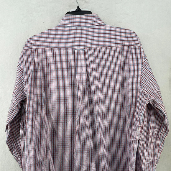 Tommy Hilfiger Button-Down Shirt Men's Sz L Red Blue Plaid Collared Chest Pocket - Picture 8 of 11
